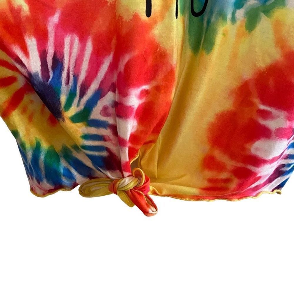 Shein tie dye cropped short sleeve shirt graphic happy XL - Picture 3 of 7